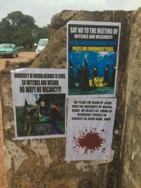 posters on unn campus opposing conference on witchcraft1811264458109243276