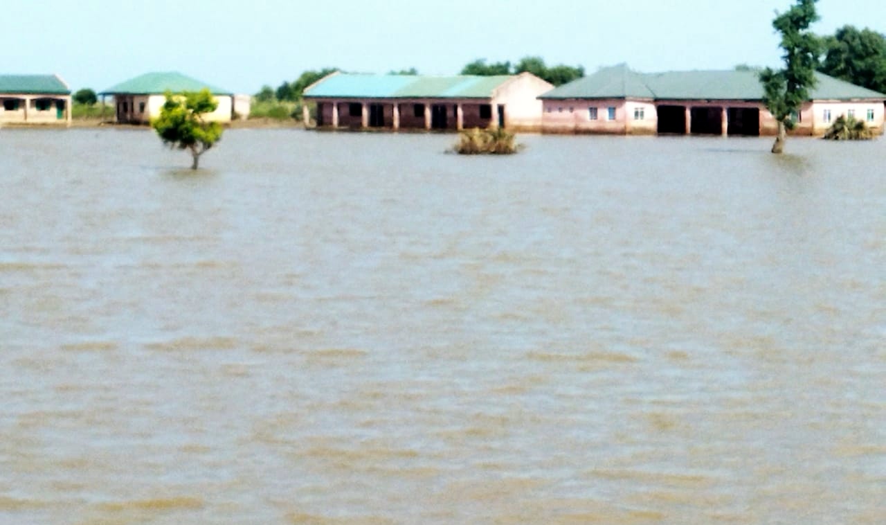 Flooded school in Kadira community, Guri LGA, Jigawa