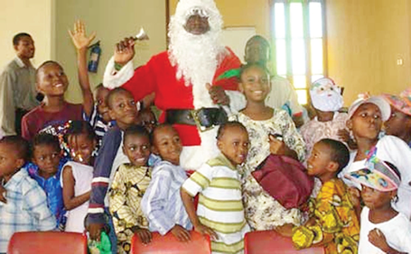 photo of Santa Claus in a Nigeria setting