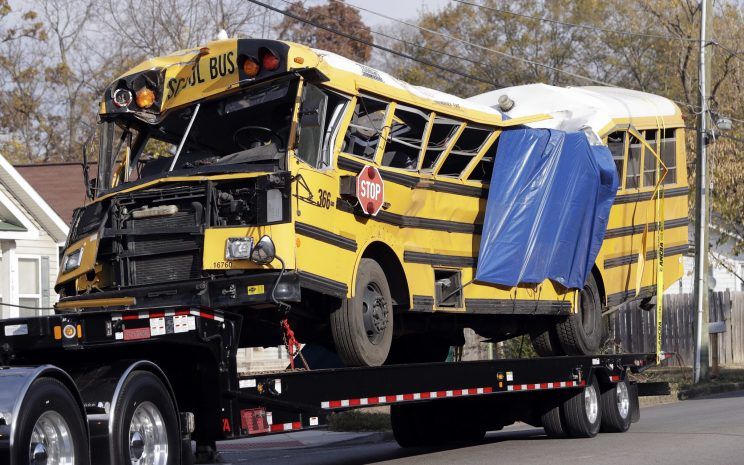 The School bus after the accident