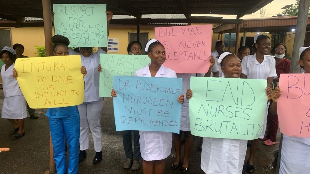 Protesting Ogun nurses demonstrate against assault on student nurse